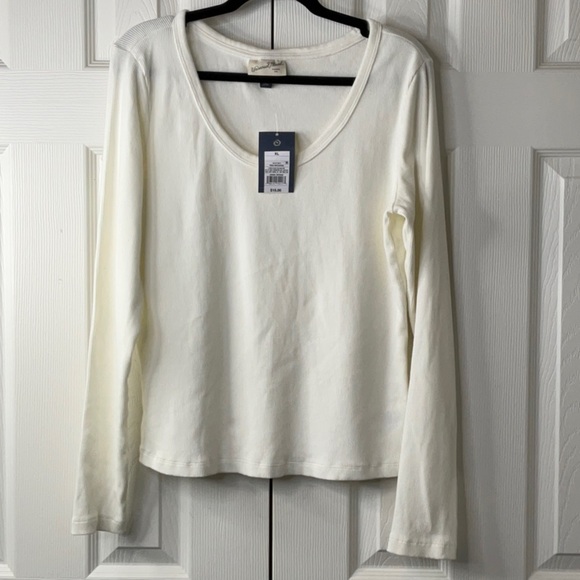 Universal Thread White Ribbed Long Sleeve Top Size XL - Picture 1 of 6